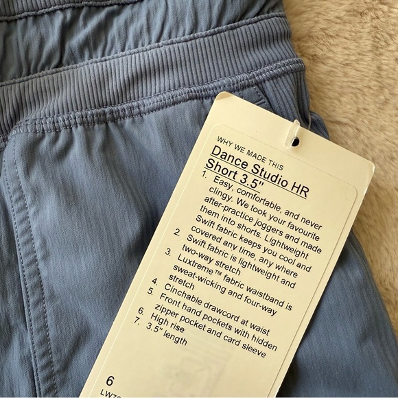 NWT Lululemon Dance Studio HR Short 3.5” Oasis Blue Size 6 - Picture 6 of 9